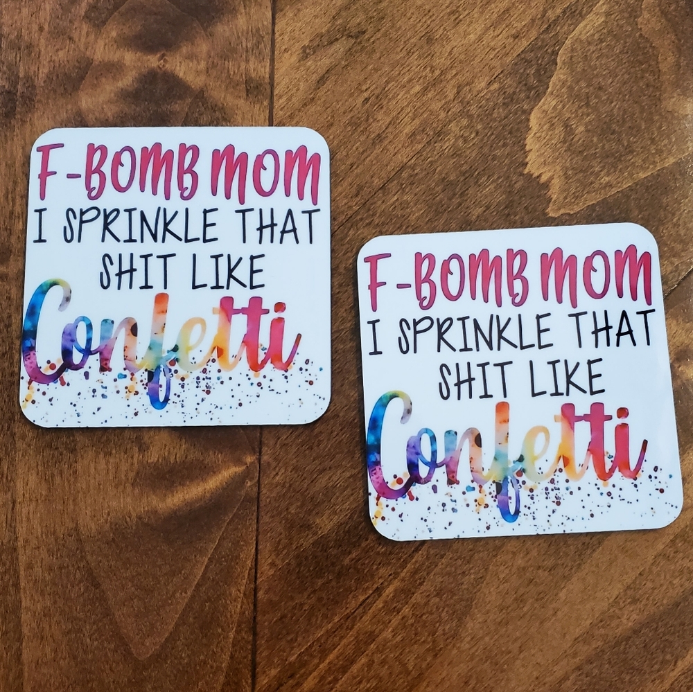 2 Pack F-BOMB MOM Coasters